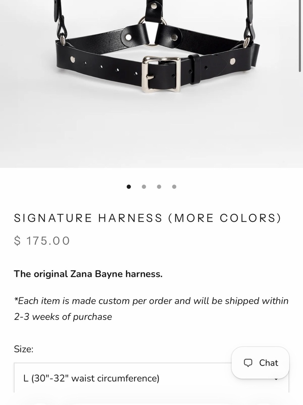 Zana Bayne Size Large Black Leather Harness Belt - Picture 8 of 8